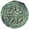 W adys aw Wygnaniec 1138-1146, denar, Aw: Popiersie rycerza na wprost z mieczem w d oni, polu litera N, Rw: Popiersie biskupa na wprost, z pastora em i biblià w d oni, napis ADZLAV 0.