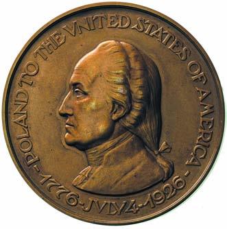 Pu askiego w lewo, w otoku napis POLSKA - STANOM ZJEDNOCZONYM AMERYKI, Rw: