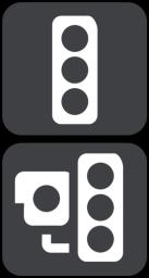 Symbol wyświetlany na mapie Symbol wyświetlany na pasku trasy Opis Fotoradar średniej prędkości ten rodzaj fotoradaru mierzy średnią prędkość pojazdów przejeżdżających między dwoma punktami.