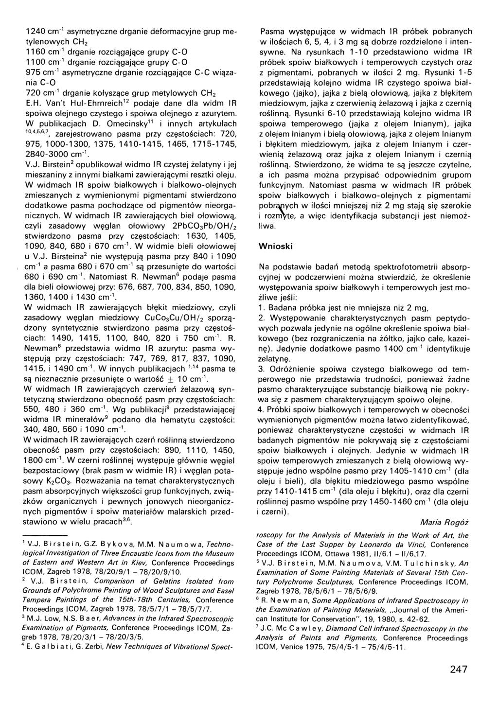 1240 cm 1 asymetryczne drganie deformacyjne grup metylenowych CH2 1160 c m 1 drganie rozciągające grupy C -0 1100 cm '1 drganie rozciągające grupy C -0 975 c n r1 asymetryczne drganie rozciągające