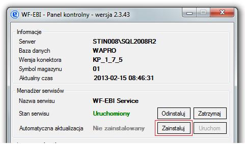 2. INSTALACJA I KONFIGURACJA 2.1. Instalacja modułu WAPRO EBI Do uruchomienia modułu wymagany jest Microsoft.NET Framework w wersji 3.5. lub nowszej.