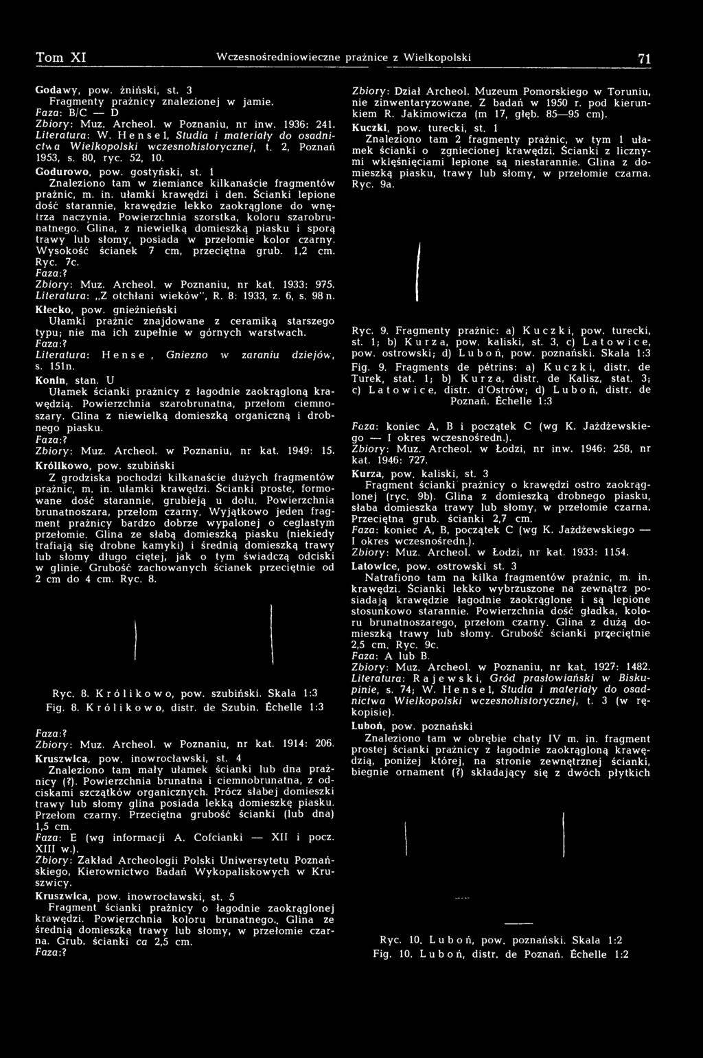 1 Znaleziono tam w ziemiance kilkanaście fragmentów prażnic, m. in. ułamki krawędzi i den. Ścianki lepione dość starannie, krawędzie lekko zaokrąglone do wnętrza naczynia.