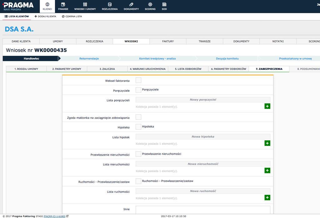 nasze realizacje Faktoring platforma operacyjno-rozliczeniowa Cel projektu: Automatyzacja obsługi procesów operacyjnych Pragma Faktoring S. A. Wsparcie działalności handlowej, obsługi wniosków i umów kredytowych wraz z procesami naliczania prowizji.