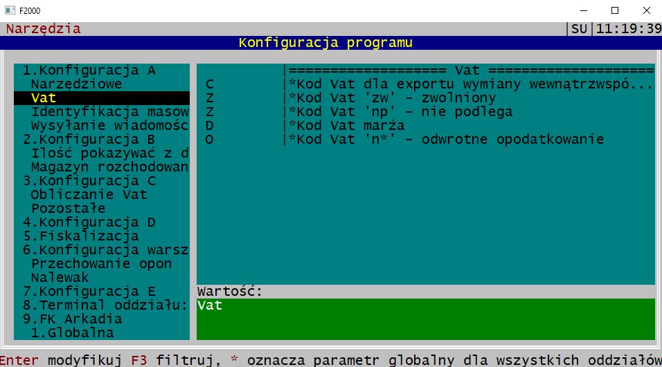 stawek Vat w module: B. Narzędzia -> 2.