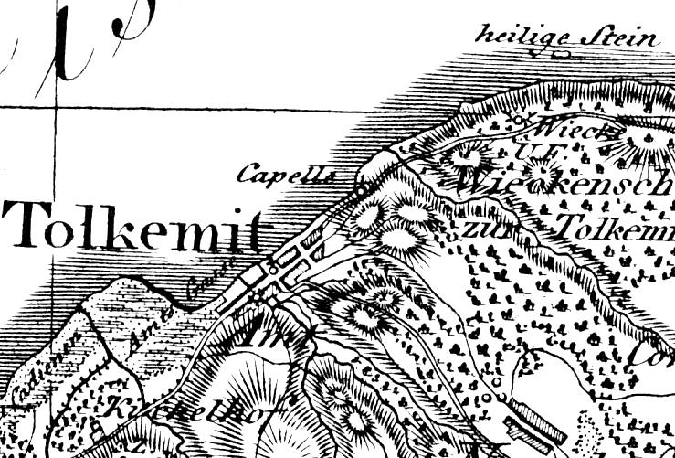 Ryc. 28. Święty Kamień koło Tolkmicka, fot. R. Klimek Ryc. 29. Święty Kamień k/ Tolkmicka Heilige Stein na mapie F. Schroettera, Karte von Ost-Preussen, 1796-1802 (Berlin) Lit.: C.
