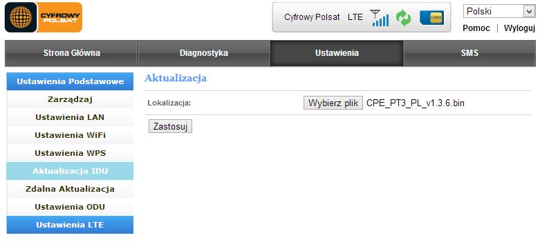 10. Po kliknięciu przycisku Zastosuj nastąpi automatyczna aktualizacja urządzenia.