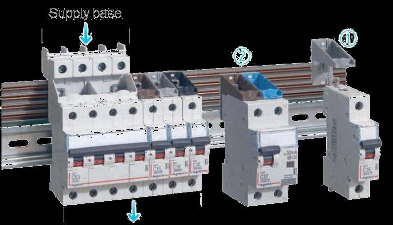 System optymalnego rozdziału energii HX 3 do 125 A Zasilanie Odbiory BLOK ROZDZIELCZY ZASILANY PRZEZ MODUŁ ZASILAJĄCY (Moduł zasilający zwiększa obciążalność