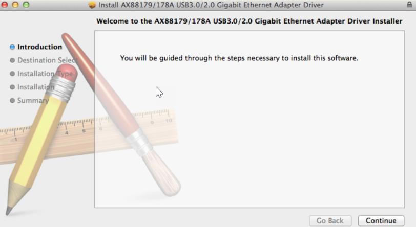ponownym uruchomieniu systemu Mac OSX). 2. Kliknąć przycisk "AX88179_178A_vx.