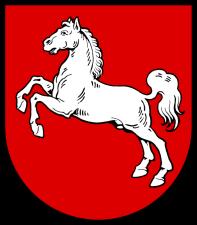Dolna Saksonia Westfalia Barwy czerwono-białe używane także były przez Księstwo Hesji. Flaga była identyczna, zaś godłem książąt Hesji był biało-czerwony lew w paski białoczerwone.
