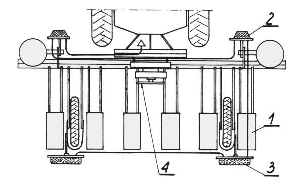 Rys.2-2 (1-panel przedni; 2-trójkat wyróżniający maszyny wolnobieżne; 3-siewnik; 4- panel tylny;). UWAGA! Pamiętaj o połączeniu przenośnych urządzeń świetlnych z instalacją elektryczną ciągnika.