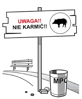 Ryc. 1. Tablica informacyjna o zakazie dokarmiania dzików w mieście (ryc. T. Werka) Fig. 1. An information board on bar of feeding wild boars Ryc. 2.