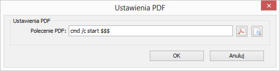 5.7 Ustawienia PDF 37 Wybór odpowiedniego programu do wyświetlania plików PDF może nastąpić poprzez bezpośrednie wpisanie treści polecenia w polu Polecenie PDF (ciąg znaków $$$ wskazuje miejsce na