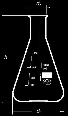 Kolba Erlenmeyera, wąska szyja Flasks Erlenmeyer, narrow neck ISO 1773 Pojemność d d h 1 2 632.