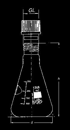 z niebieską nakrętką GL Screw Erlenmeyer flasks with GL threads and blue screw cup *Ten rozmiar nie spełnia norm ISO, DIN. *This size is out of norm ISO, DIN.
