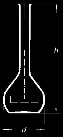 Kolba miarowa z wywinięciem, bez korka, klasa A Flasks volumetric with rim, without stopper, class A ISO 1042 Pojemność Błąd d h 632.