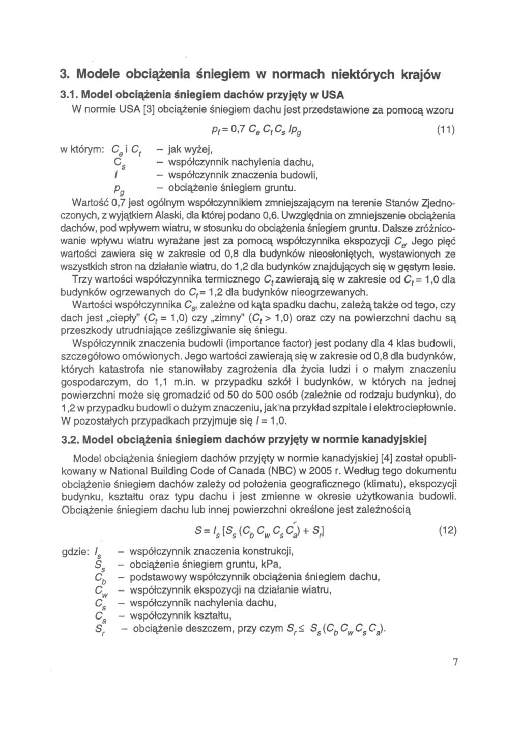 3. Modele obciążenia śniegiem w normach niektórych krajów 3.1.