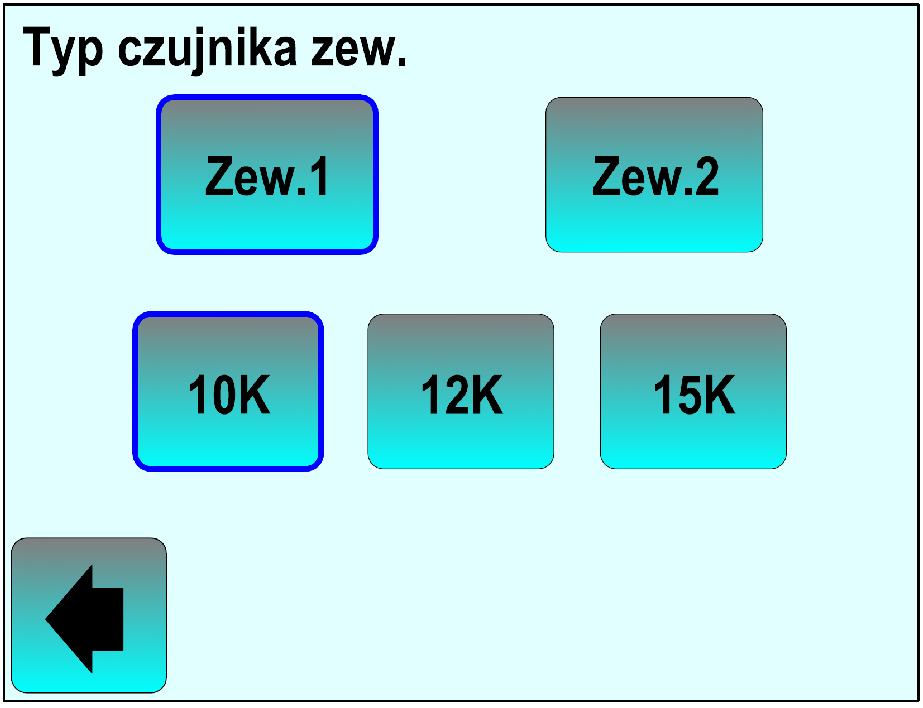 Należy przyciskami wybrać czujnik do kalibracji (wbudowany lub podłączony do zewnętrznych zacisków pomiarowych lub ) oraz skorygować wskazywaną aktualnie wartość temperatury za pomocą przycisków.