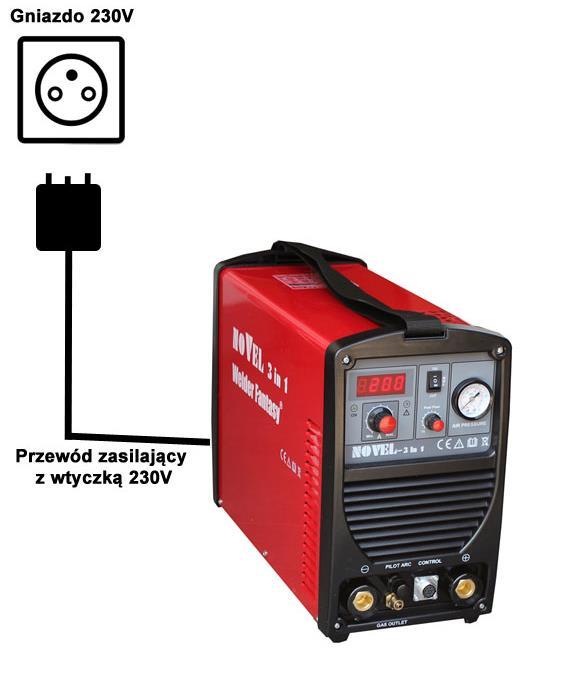 B. SCHEMAT PODŁĄCZENIA SPAWANIE MMA Rys. 4 Spawanie MMA: Schemat podłączenia *Wytyczne dotyczące biegunowości spawania, podane są przez producenta elektrod.