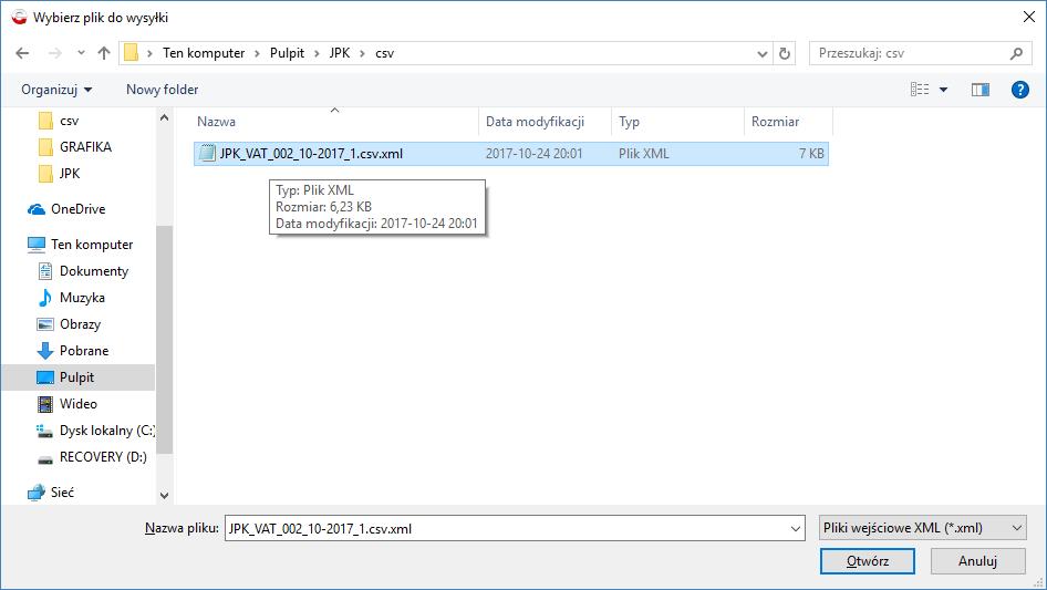 JPK_VAT - przetwarzanie i wysyłka danych Praca z aplikacją Klient JPK 2.