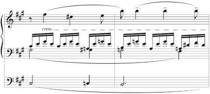 61. W przypadku Trois Pièces dotyczy to zwłaszcza Cantabile, w którym zjawisko to zachodzi nie tylko pomiędzy taktami, lecz także w obrębie taktów.