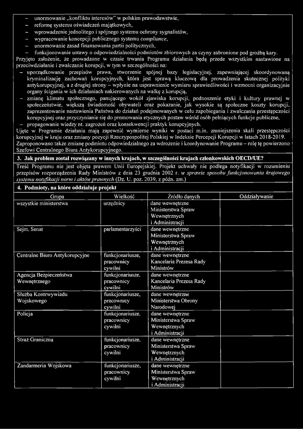 drugiej strony - wpłynie na usprawnienie wymiaru sprawiedliwości i wzmocni organizacyjnie organy ścigania w ich działaniach nakierowanych na walkę z korupcją, - zmianę klimatu społecznego, panującego