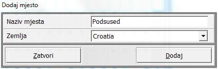 Također, tijekom unošenja listića u bazu, program može pitati za mjesto, odnosno da li želimo dodati novo mjesto.