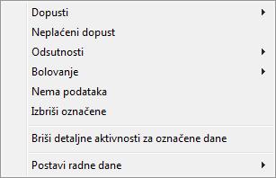 Godišnji pregled se koristi za unos aktivnosti koje utječu na cijeli dan. Tu možemo utvrditi, na primjer da je taj dan slobodan, ili da je vozač za taj dan uzeo bolovanje.