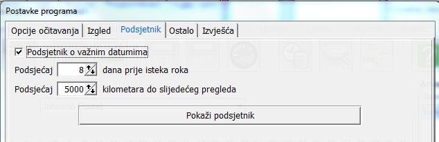 datum isteka AO; datum isteka tehničkih pregleda.