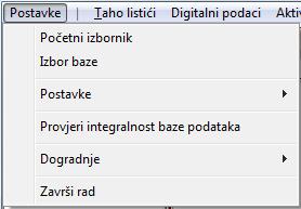 15. Izbornik Postavke U izborniku Postavke imamo mogućnost upravljanja programom.