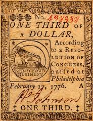PIENIĄDZ PAPIEROWY PIENIĄDZ PAPIEROWY 1776 - dolar 1792 - dolar wymieniany na złoto i srebro (24,06 gr.