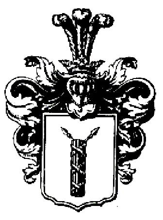 Die adlige polnische Familie Kopycki. Wappenbeschreibung: Kopycki. Ein senkrecht stehendes Liktorenbündel, aus welchem anstatt der Beile zwei auswärts stehende Lanzenspitzen oben hervorragen. Farben?
