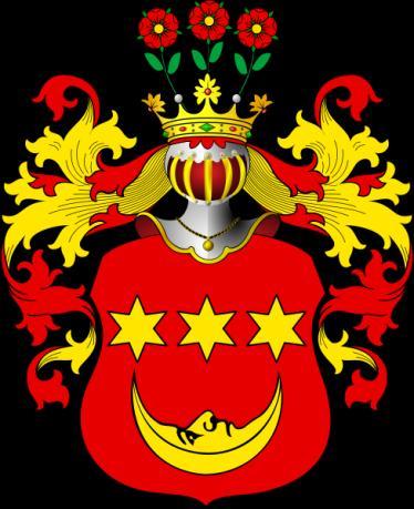 Kowal Die adlige polnische Familie Kowalek (Kowalik). Wappenbeschreibung: Kowalek (Kowalik). In Blau ein goldener Halbmond,. überhöht von drei goldnen Sternen (also Wappen Księżyc).