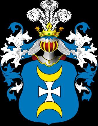 Krumhausen. Schild blau-golden gespalten, rechts drei über einander stehende Hirschköpfe mit Hals, links ein halber schwarzer Adler. Die adlige polnische Familie Kruniewicz.