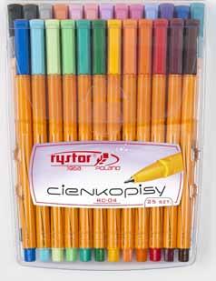 Cienkopis 777 Plastikowa obudowa. Kolor tuszu w kolorze zatyczki. Końcówka fibrowa, grubość linii pisania: 0,4 mm.