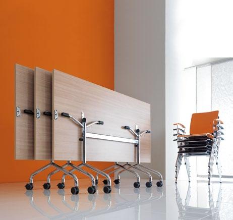 The Flib system means mobility. Thanks to this system, arranging an area where training can be held is only a matter of a few movements. Folding tables are always ready to use.