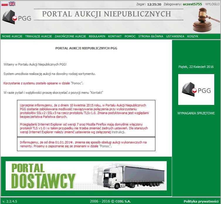 Kolejnym krokiem jest przejście na zakładkę Nowe aukcje -> Aukcje z umowy ramowej,