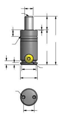 eria UH Azotowe, UH.0400 3.6 kn / 0.4 ton R1.04 7.28 12.5.49 ø16.63 M6 4.16 2 x M6 głębokość 15.59 ø27 1.06 ø32 1.260 1.04 20.787 G 1/8 TO - Model standardowy Numer części mm inch UH.0400.010 10 0.