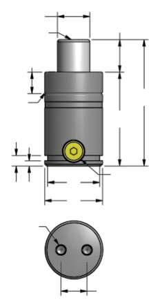 eria UH Azotowe, UH.0800 7.3 kn / 0.7 ton R1.04 ø25.98 M8 16.5.65 8 4.32.16 2 x M8 głębokość 16.63 ø40 1.57 ø44.5 1.750 20.787 G 1/8 TO - Model standardowy Numer części mm inch UH.0800.013 12.5 0.
