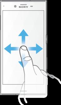 Przeciąganie palcem Przewijanie listy w górę lub w dół. Przewijanie w lewo lub w prawo, na przykład między okienkami ekranu głównego.