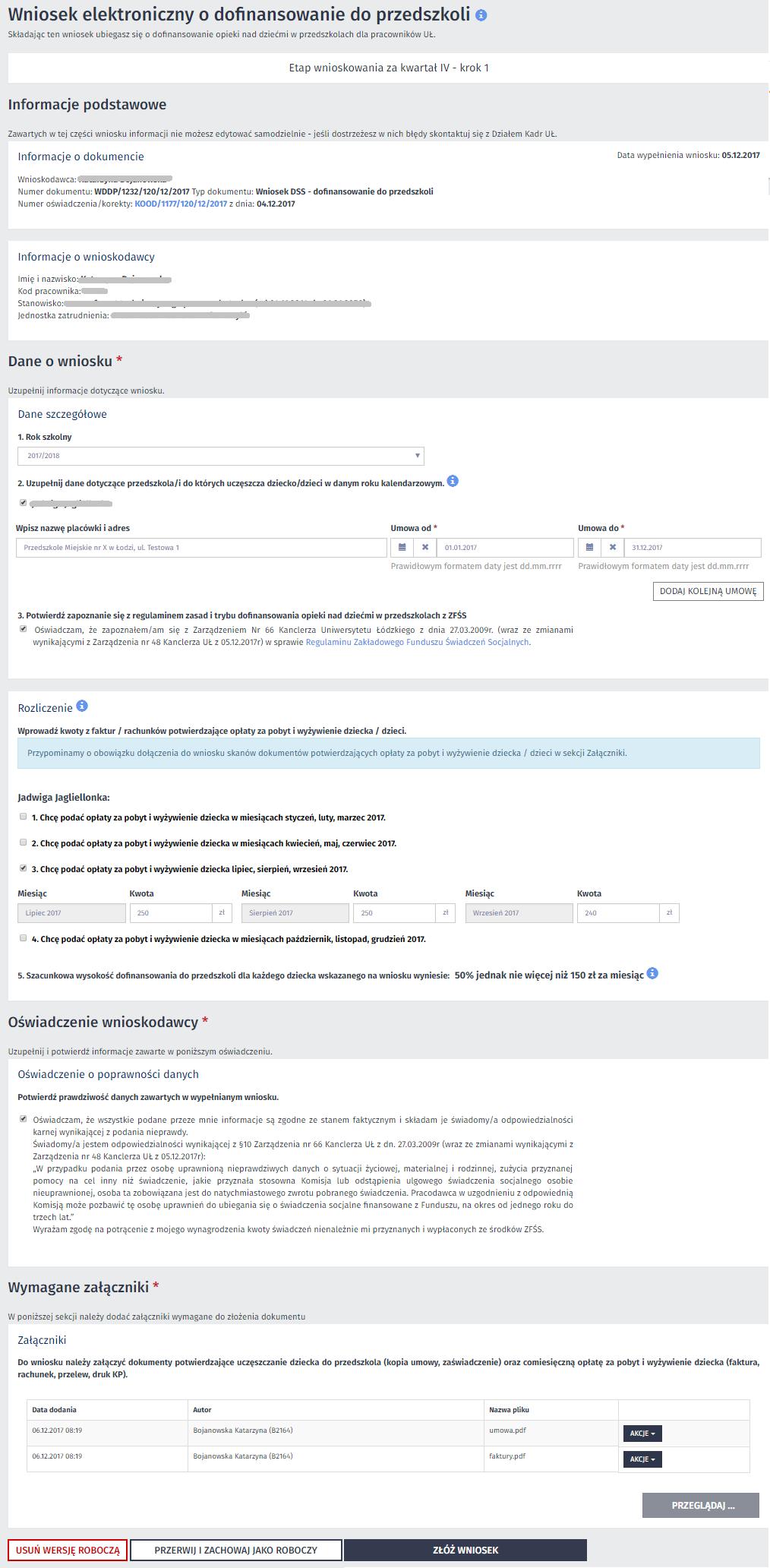 Wniosek elektroniczny o dofinansowanie do przedszkoli