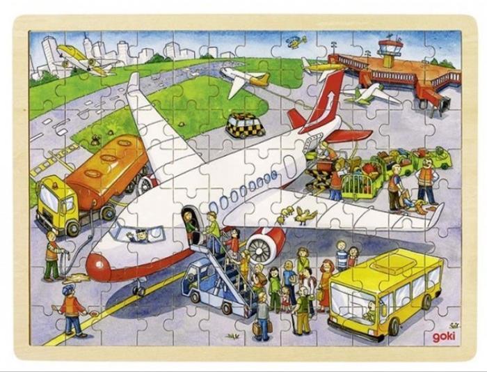 Drewniane puzzle wzór samolot, 96