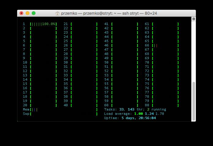 > timer:tc(lib_misc, map, [fun fib:fib/1, [40 _<-lists:seq(1,80)]]).