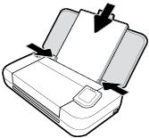 2. Rozsuń jak najdalej prowadnice szerokości papieru. 3. Włóż papier stroną do druku do góry i zsuń prowadnice szerokości, aby dobrze przylegały do boków papieru.