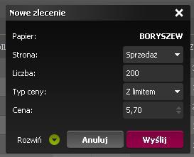 ofertą w arkuszu zleceń.