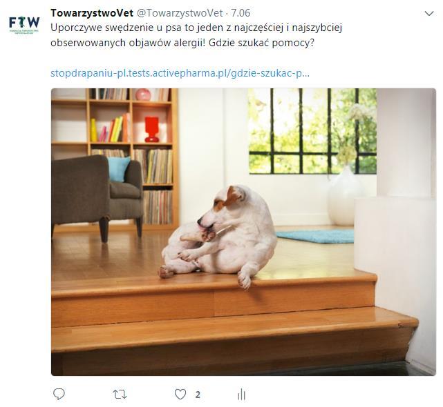 Z tego względu Twitter stanowił wsparcie kampanii Opublikowane posty zostały łącznie