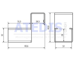 : 0,131 RS200D28RHRM Uchwyt szyny rolkowej D28 - mostek ocynk Wymiary (mm): 33 x 41 x 57 Waga kg/szt.