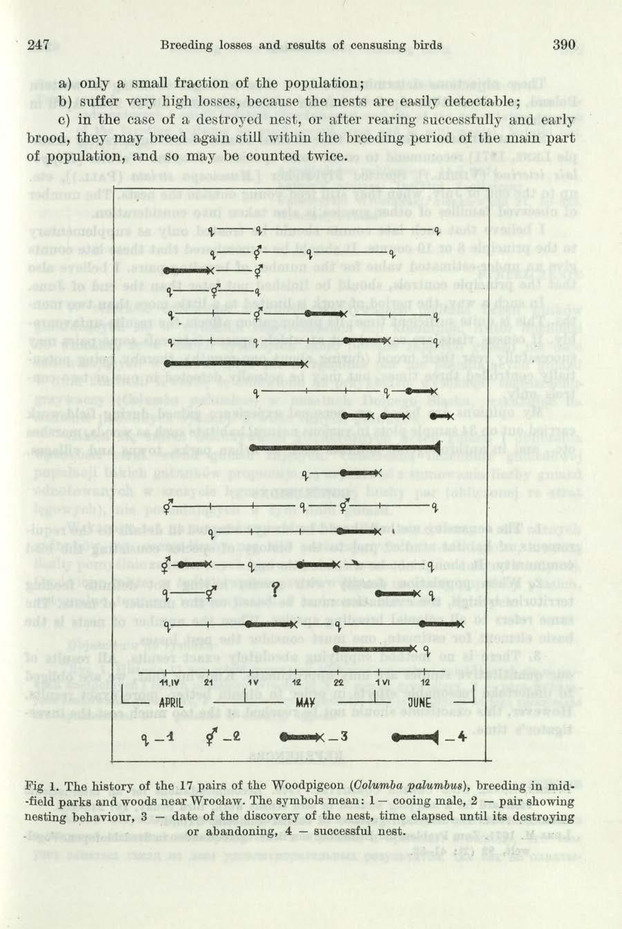 247 Breeding losses and results of censusing birds 390 a) only a small fraction of the population; b) suffer very high losses, because the nests are easily detectable; c) in the case of a destroyed
