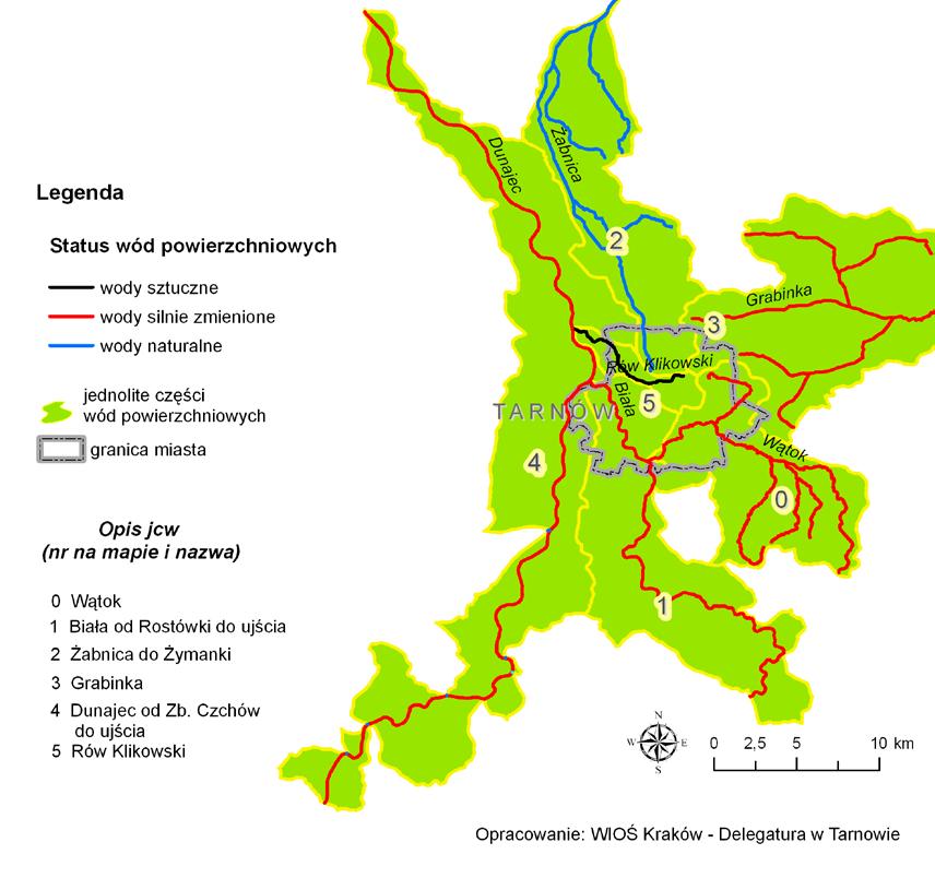 - zaburzenia reżimu hydrologicznego nadmiar lub spadek SNQ 13 w rejonie zbiorników wodnych. Mapa.