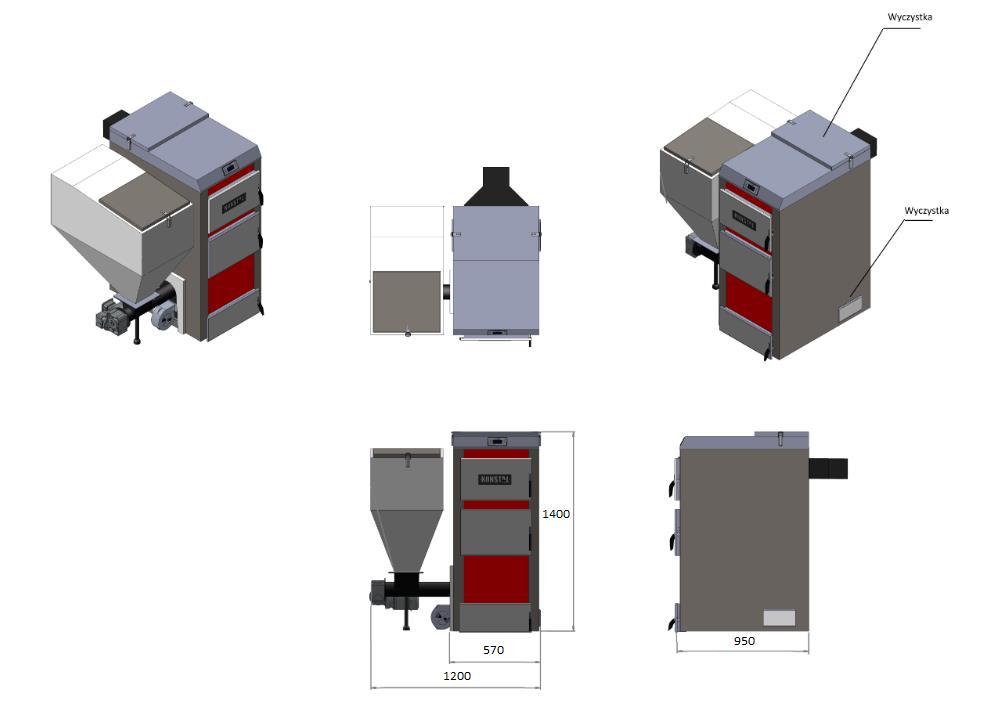 Rysunek 3. Wymiary kotła SKAM-P GRANT 25kW 5.2. Transport kotła Podnoszenie i opuszczanie kotła powinno odbywać się przy użyciu podnośników mechanicznych.