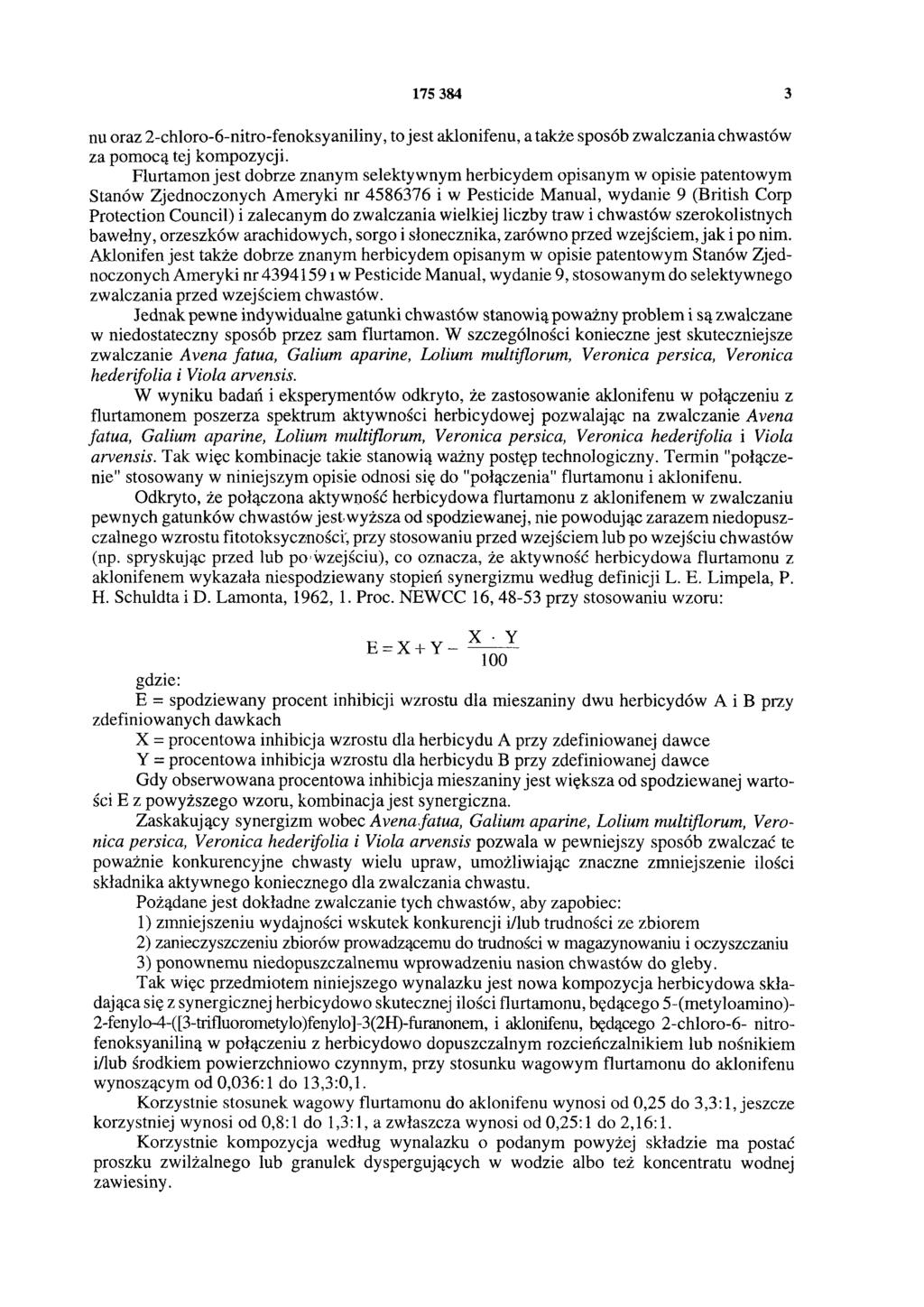 175 384 3 nu oraz 2-chloro-6-nitro-fenoksyaniliny, to jest aklonifenu, a także sposób zwalczania chwastów za pomocą tej kompozycji.